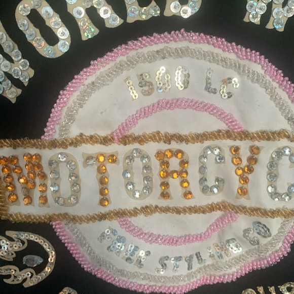 Free For Humanity Y2K Bling T-Shirt Motorcycle Size 2 Medium - Picture 7 of 8